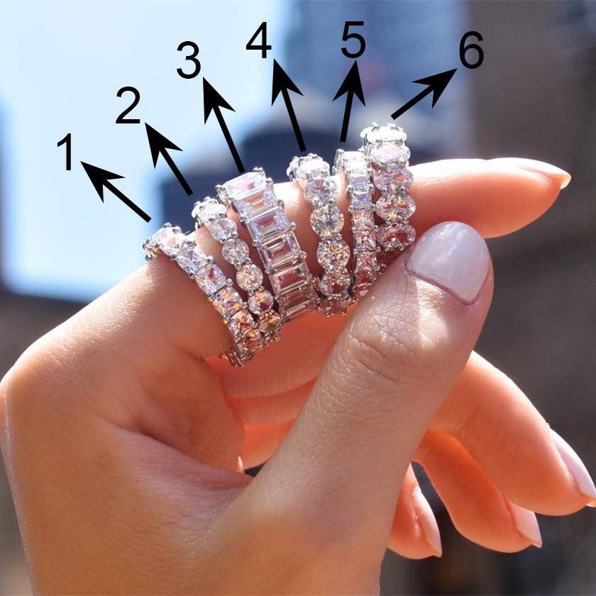 Vòng tròn đầy đủ của nhẫn nữ zircon đính kim cương nhẫn trang sức mạ bạc