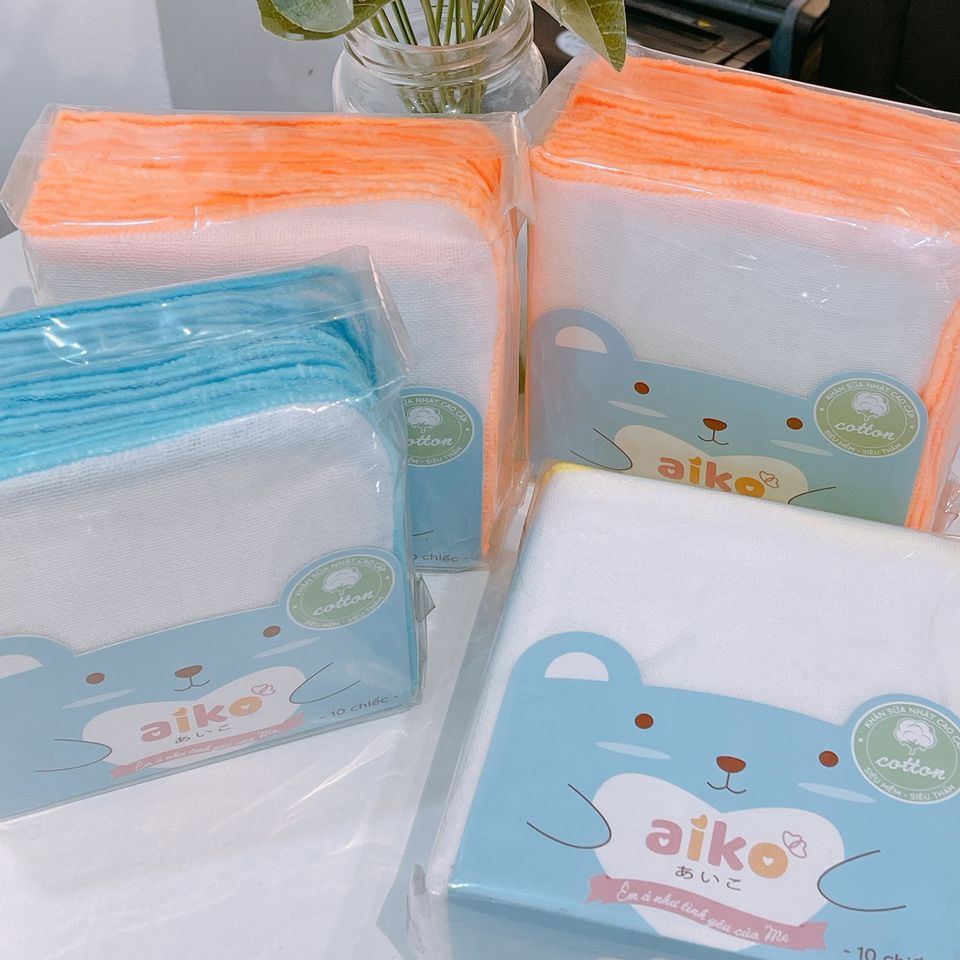 Combo 10 khăn sữa Nhật cao cấp Aiko 3 lớp, 4 lớp