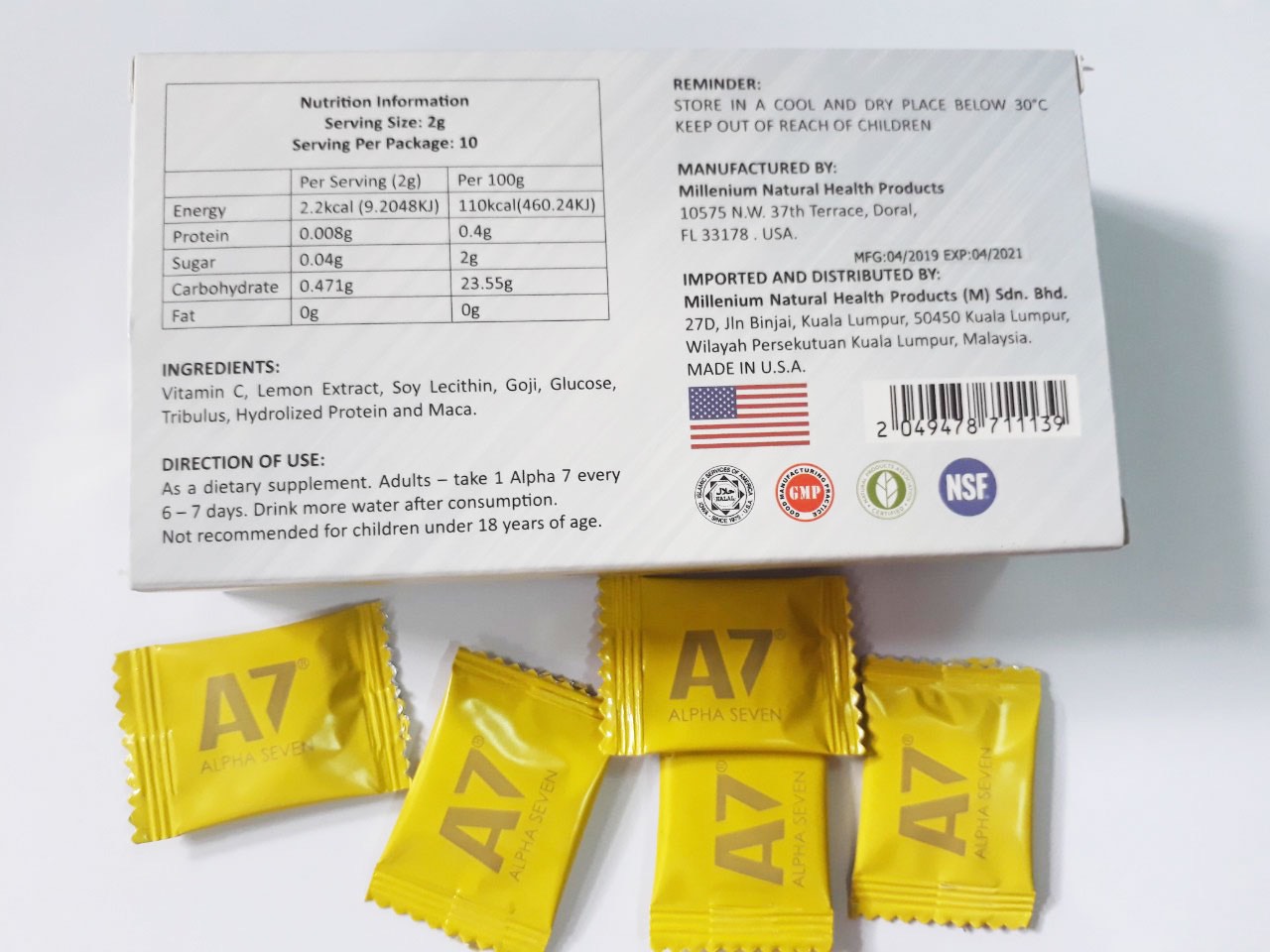1 Viên Kẹo A7 Alpha Seven vị Chanh - Che Tên