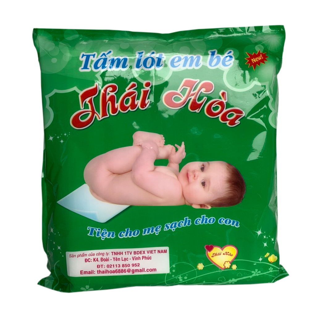 Tấm lót phân su sơ sinh 3 lớp Thái Hòa (200gram - 35 tờ)