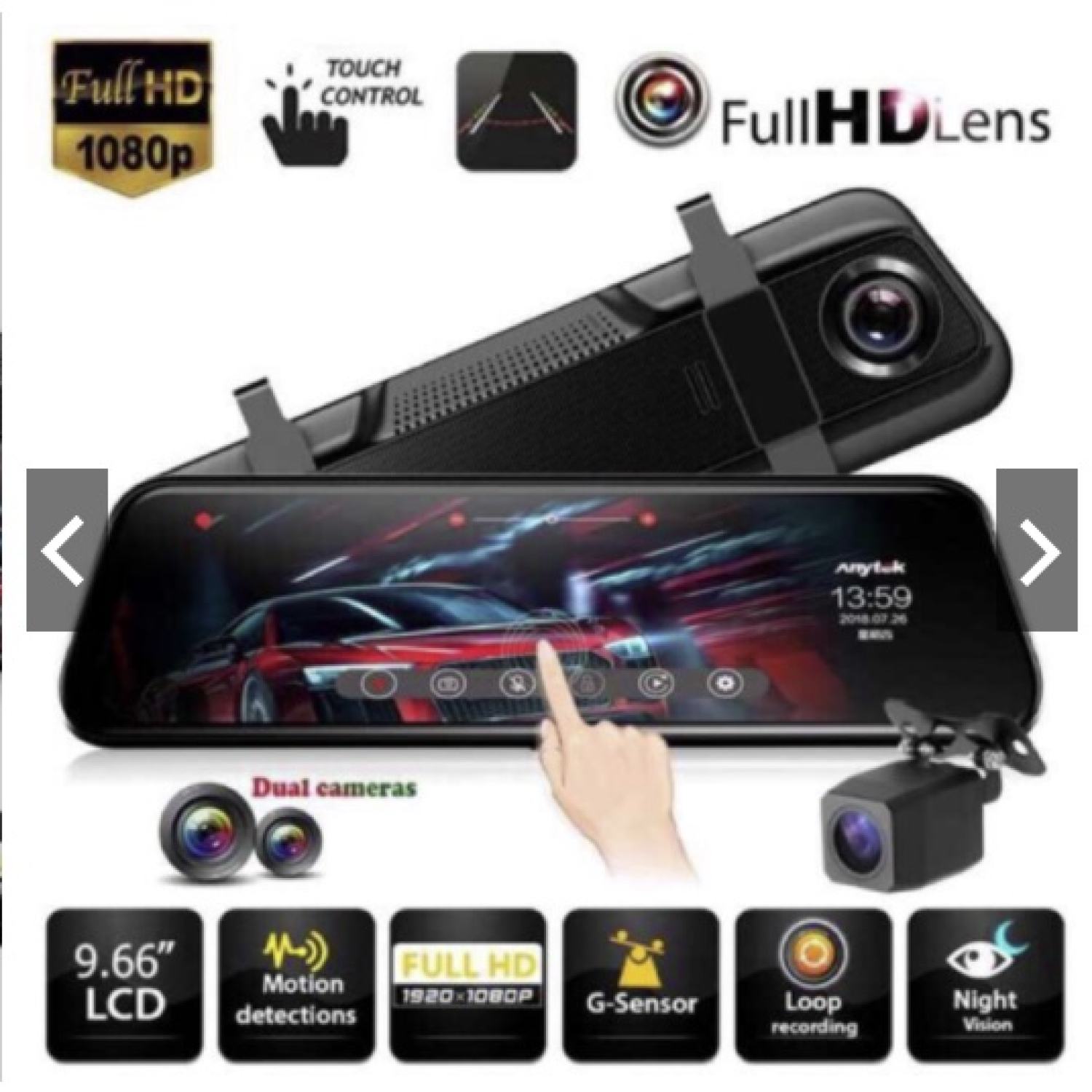 Camera hành trình Android gương siêu nét FULL HD 1080 (Tặng Kèm Thẻ Nhớ 32Gb)