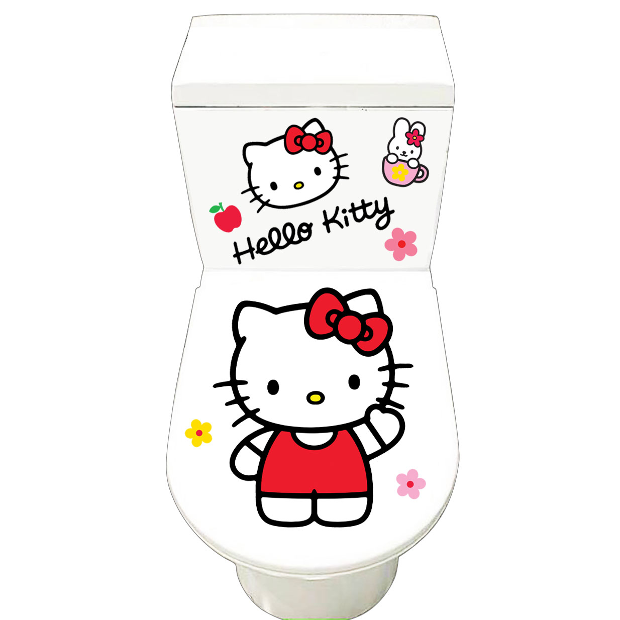 Decal dán toilet kitty đỏ - trang trí nhà cửa - thuthaodecor