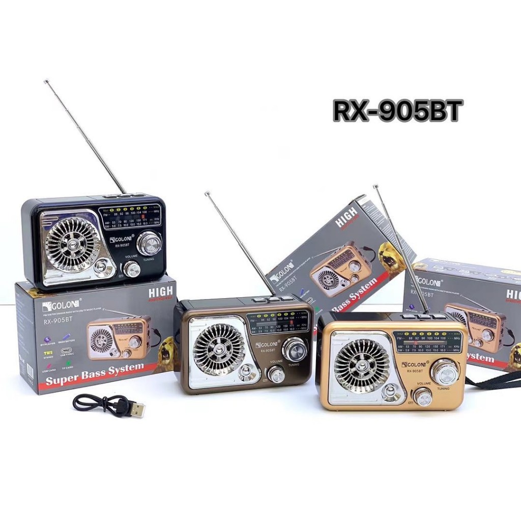 Loa bluetooth kết hợp đài radio FM RX 329BT dáng vintage cổ điển thiết kế sang trọng nhỏ gọn âm thanh sống động decor trang trí nhà cửa phòng ngủ