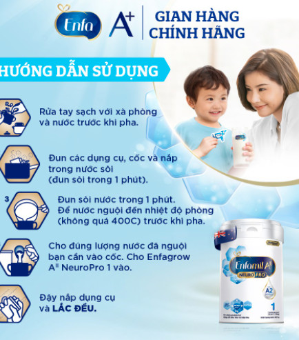 Sữa bột Enfagrow A2 NEURO PRO 1/2/3 800g Mới