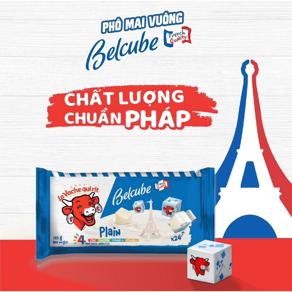 Combo 8 phô mai vuông Belcube vị sữa 24C 125Gx15