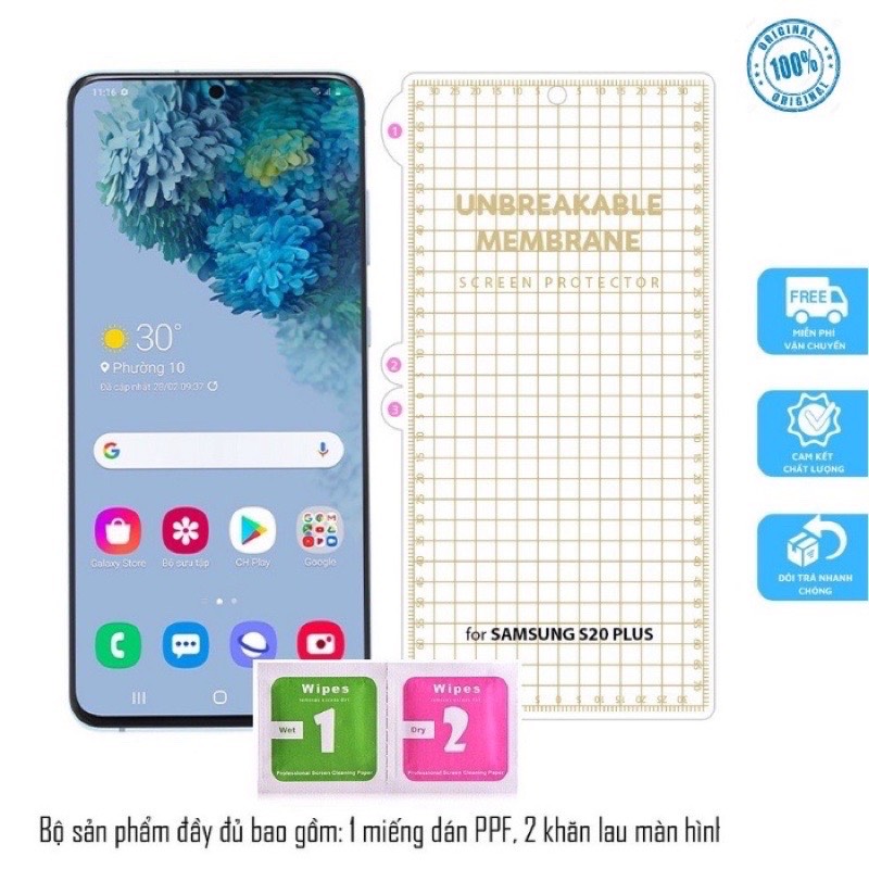 Dán dẻo PPF Samsung S8,S9,S10,S20,S21,S22,Note 8,Note 9,Note10, plus mặt trước full màn hình