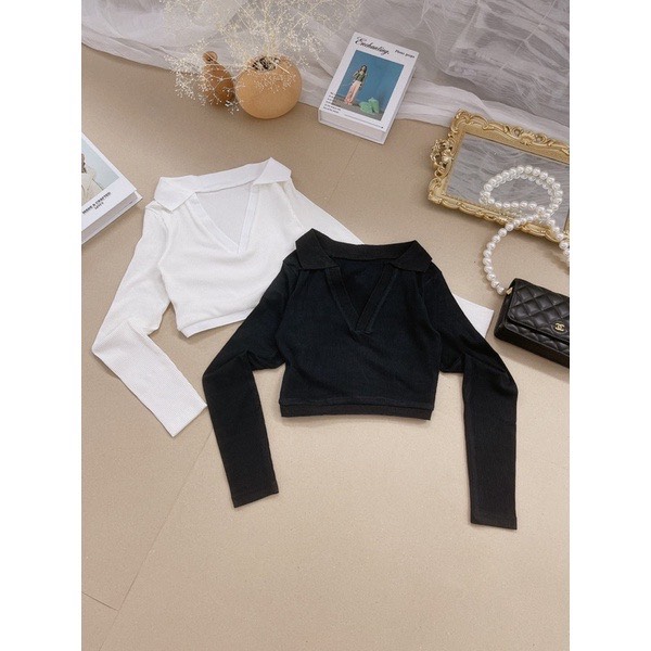 Áo Croptop Cổ bẻ Tay Dài A505499