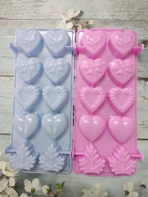 Combo 2 khuôn làm đá thạch rau câu tim lá 10 ô