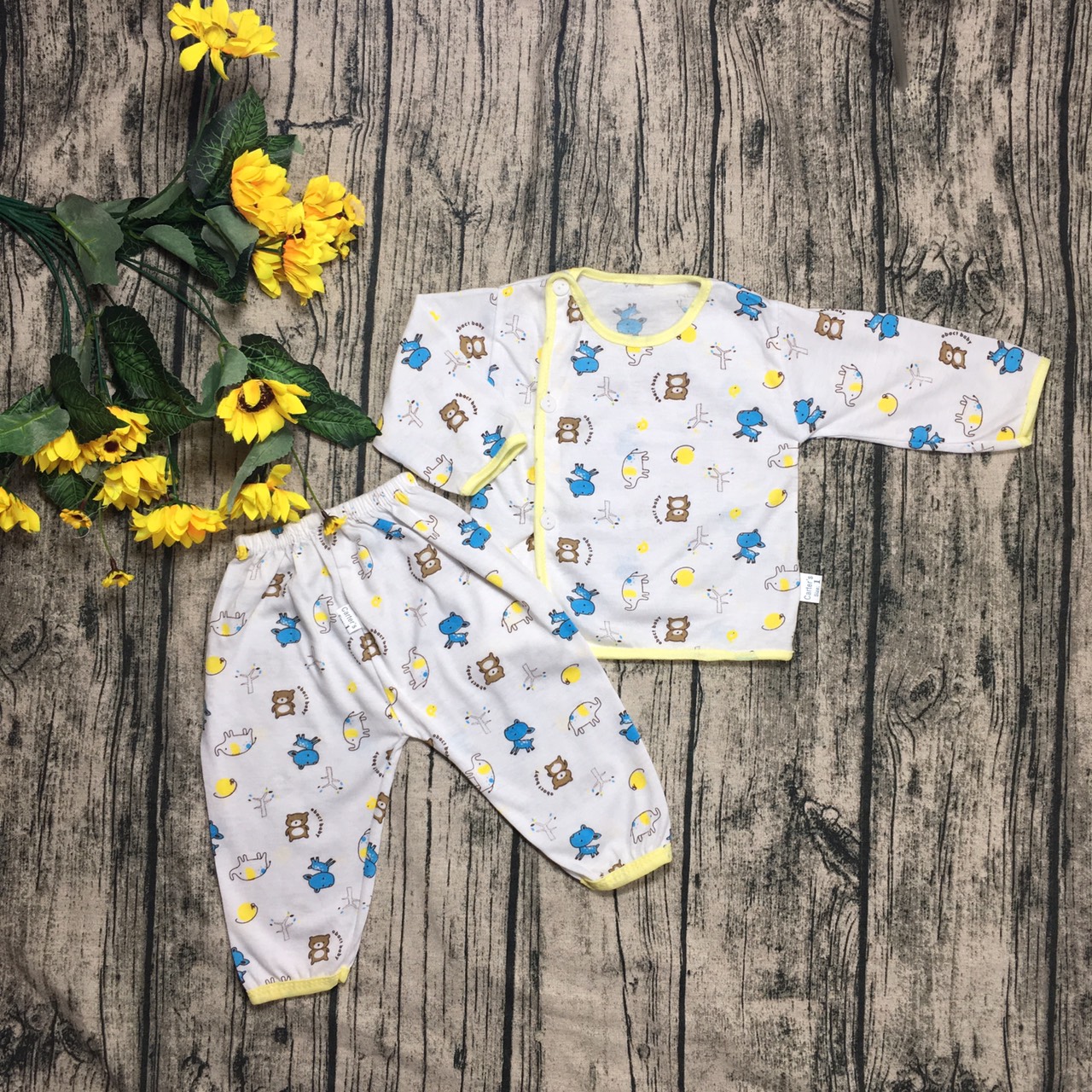 Combo 5 Bộ quần áo dài tay thu đông chất cotton đẹp siêu mềm mịn an toàn cho bé sơ sinh từ 3-8kg - ảnh thật - bộ quần áo thu đông bộ quần áo dài tay