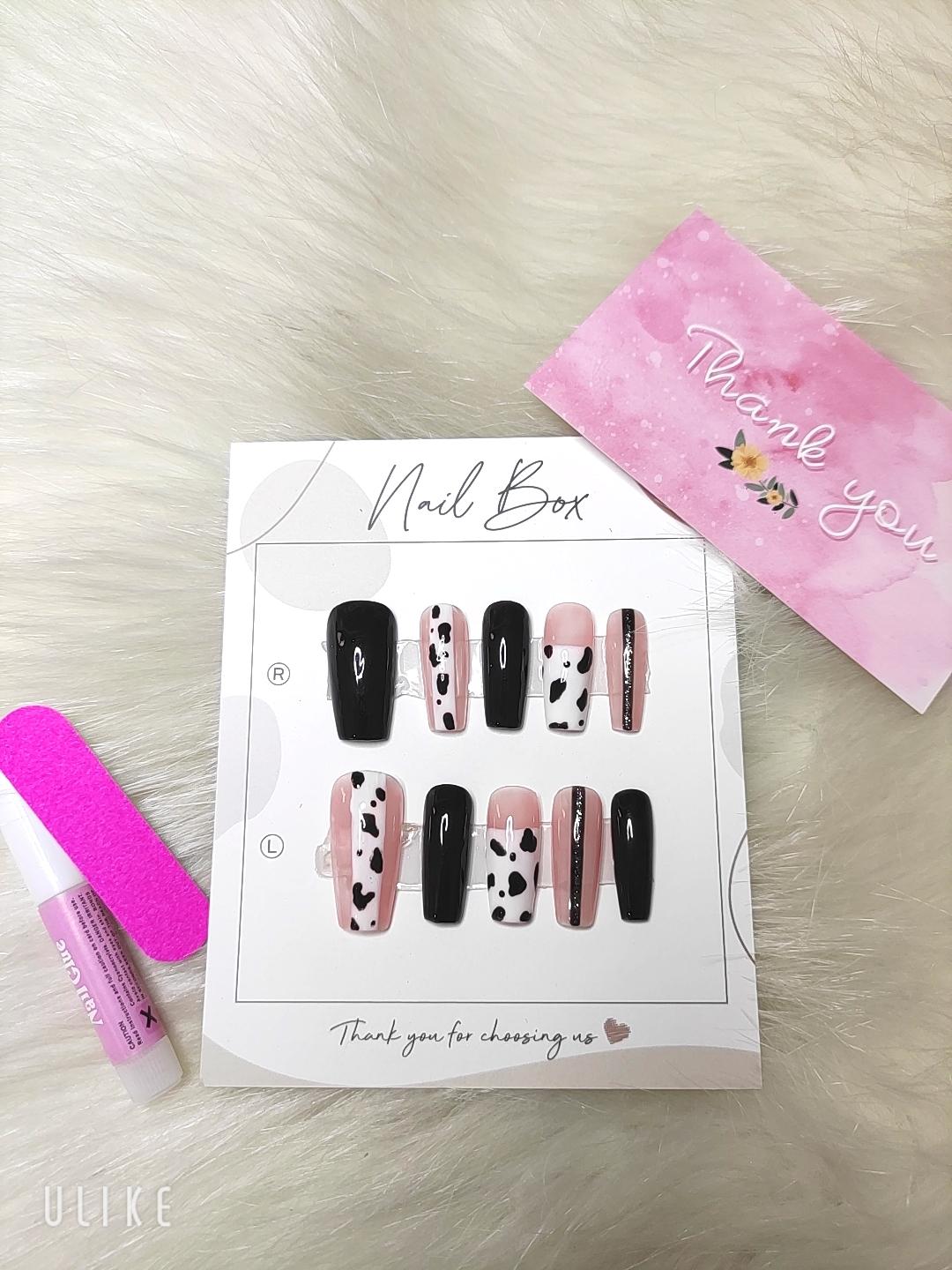 nail box móng fen bò sữa phối đen