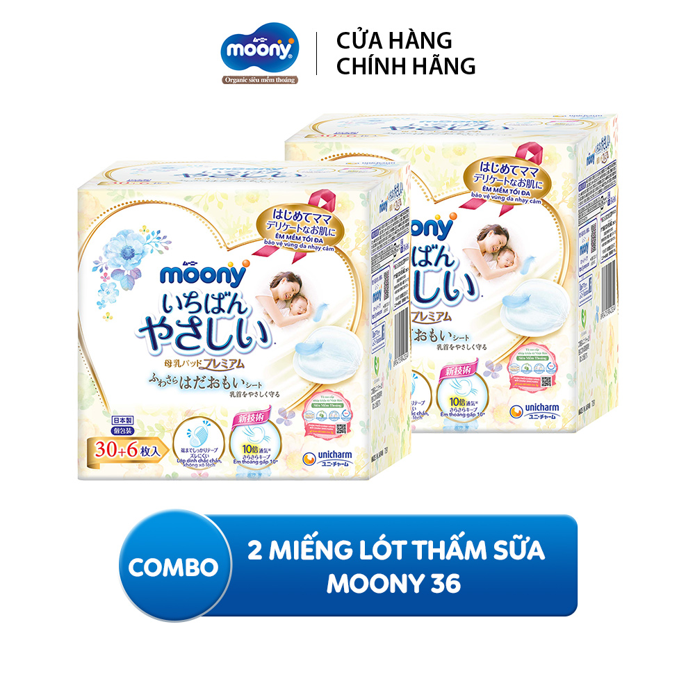 Combo 2 Miếng lót thấm sữa Moony cho mẹ 36 miếng/hộp