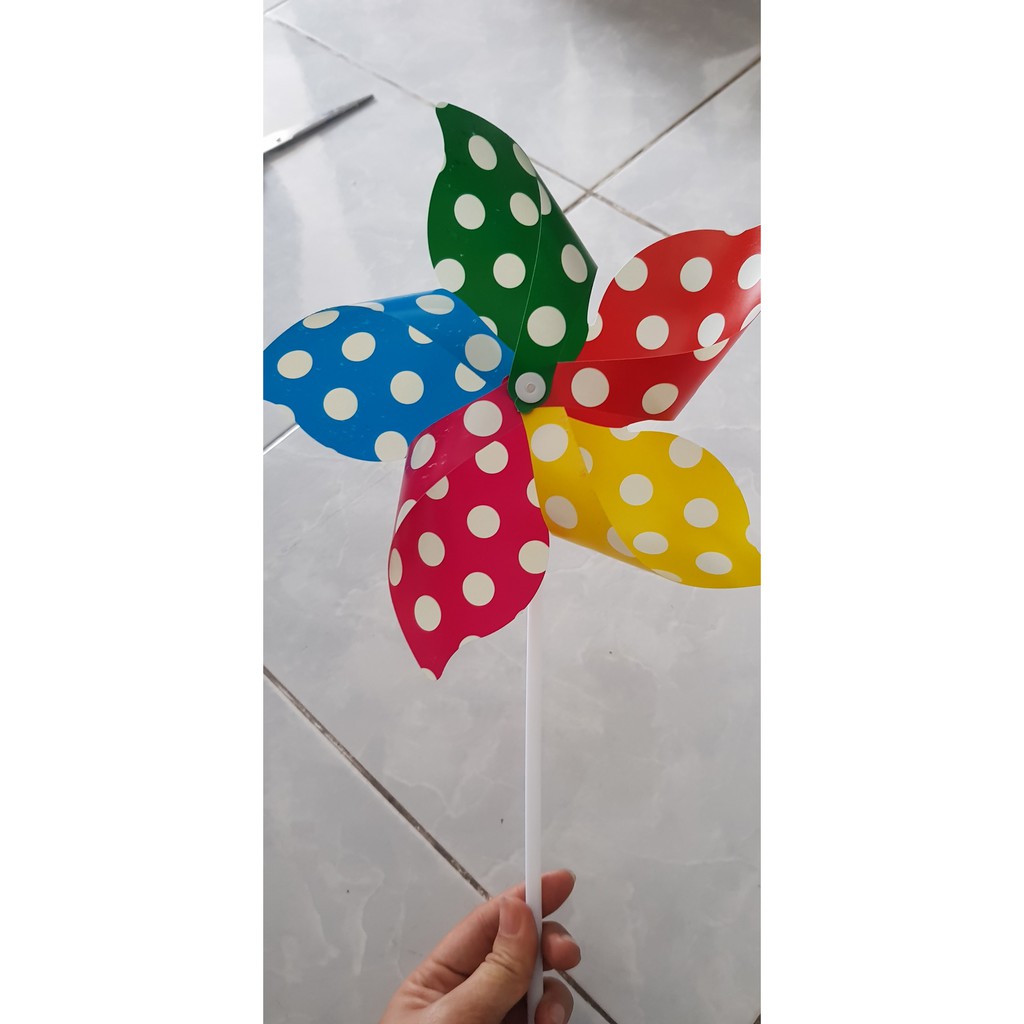 [Hoàn Tiền 10%]10 Chong Chóng Cầm Tay 5 Cánh Hoa Văn