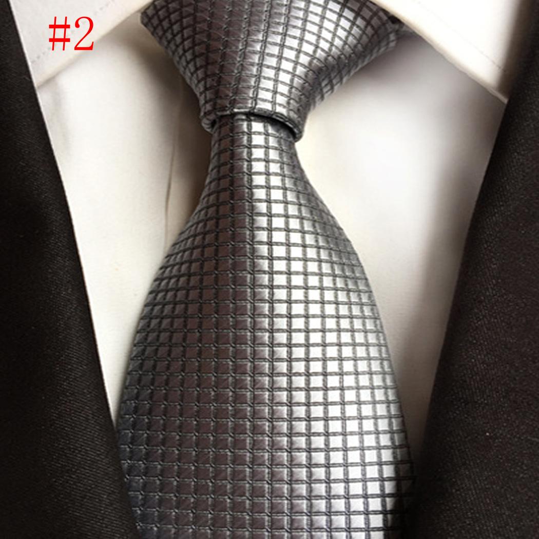 9 Styles Men's Tie Solid Color Small Plaid Classic 8CM Wide Polyester Silk Jacquard Woven Necktie Gentleman Suit Accessories For Business Party Wedding
