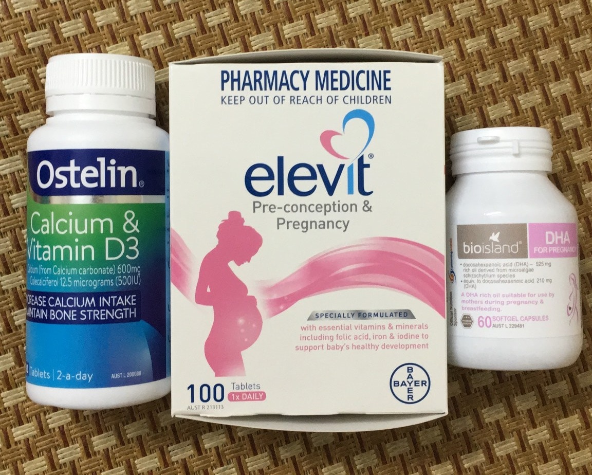 COMBO BẦU ÚC: Elevit - Canxi ostelin - Dha Bioisland