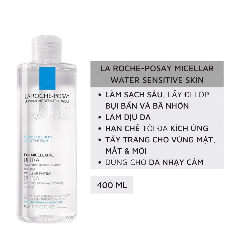 Nước Tẩy Trang La Roche-Posay Eau Micellaire Ultra 400ml Reactives, Sensibles, Grasses Oily