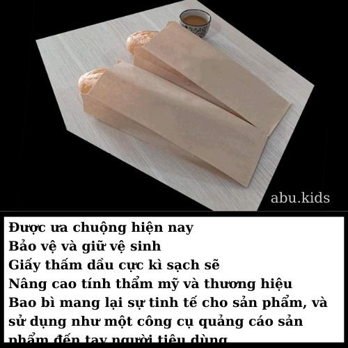 Túi giấy đựng bánh 100 chiếc - Túi giấy Kraft abu.kids