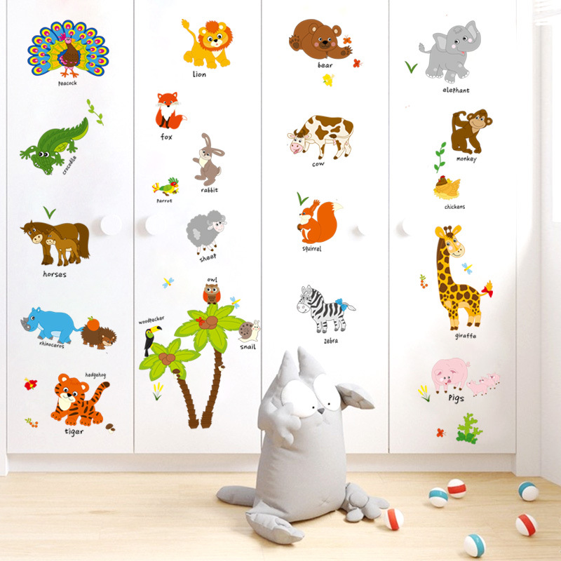 Decal dán tường vườn thú tiếng anh 03 SK9328