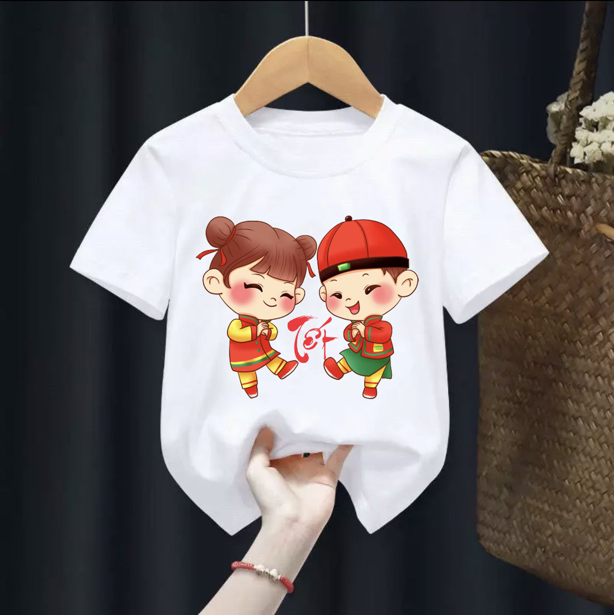 Áo thun tết cho bé hình bé trai bé gái chúc tết ,áo cho bé từ 6kg-30kg.AT02.