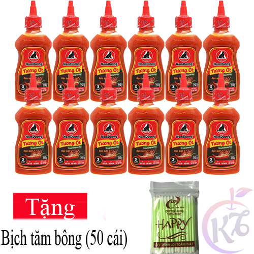 Combo 12 chai Tương ớt Nam dương Cay đặc biệt chai 250g Tặng bịch tăm bông - tương ớt 3 THẬT siêu cay chính hiệu con mèo đen