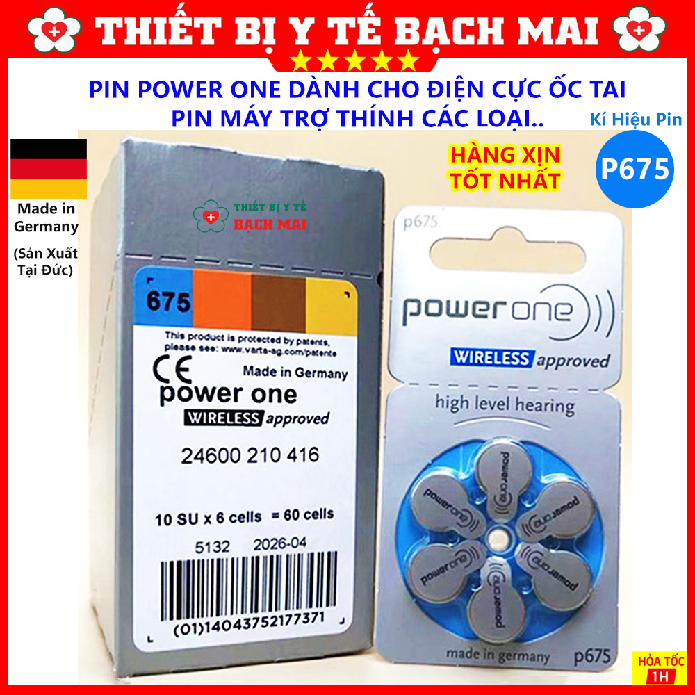 Pin Máy Trợ Thính POWER ONE P675 - Vỉ 06 Viên