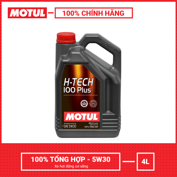 Motul H-TECH 100 PLUS 5W30 4X4lL VN - sp dầu nhớt 100% tổng hợp, bảo vệ động cơ thông qua độ bền oxi hóa tuyệt hảo giúp kéo dài thời gian sử dụng dầu
