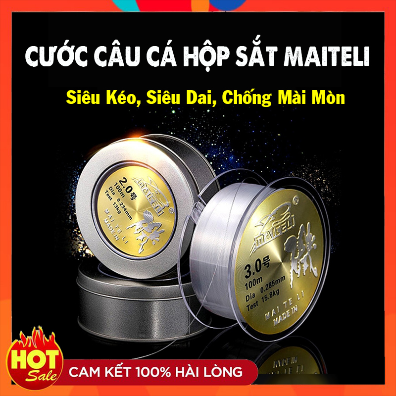 Cước câu cá cước câu chính hãng hộp sắt maiteli cước siêu bền chống xoắn chống sước - 16smile