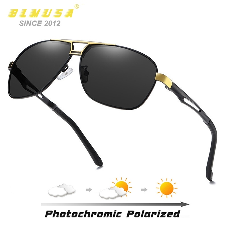 BLMUSA New Polarized Sunglasses Men Car Driving Sunglass Vintage Outdoor Photochromic Sun Glasses Men UV400