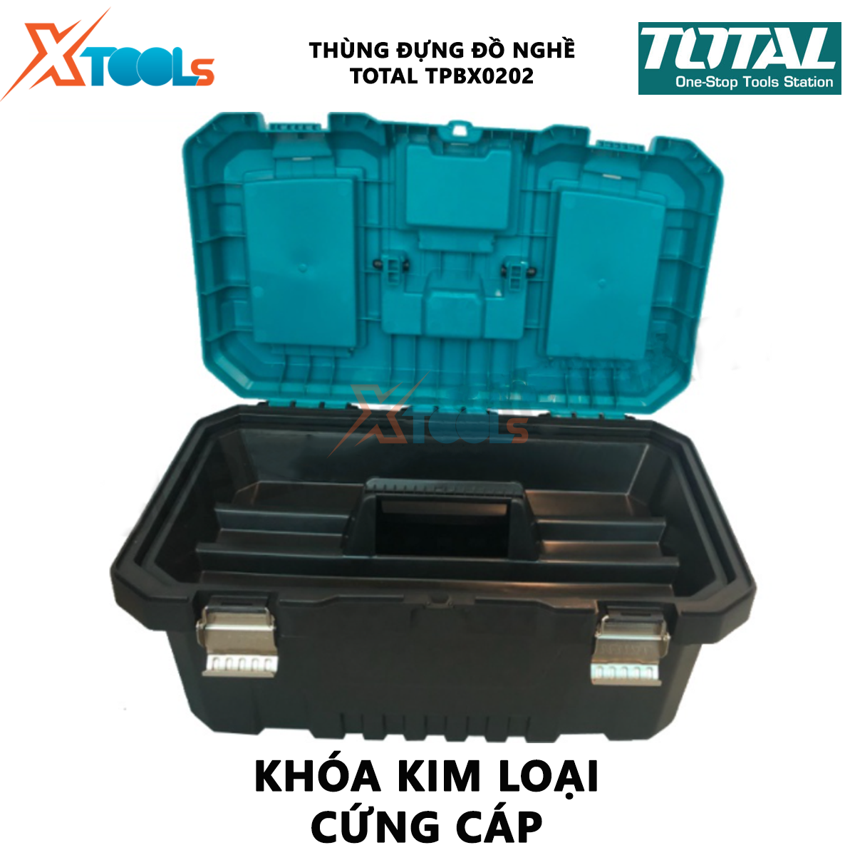 Thùng đựng đồ nghề khóa kim loại 20" TOTAL TPBX0202 Hộp đựng dụng cụ Tải tối đa: 20KG, Khóa kim loại thùng đồ nghề XTOOLs