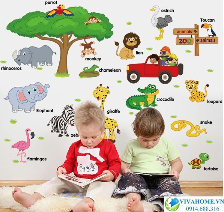 [HCM]Decal dán tường sở thú kèm tiếng anh