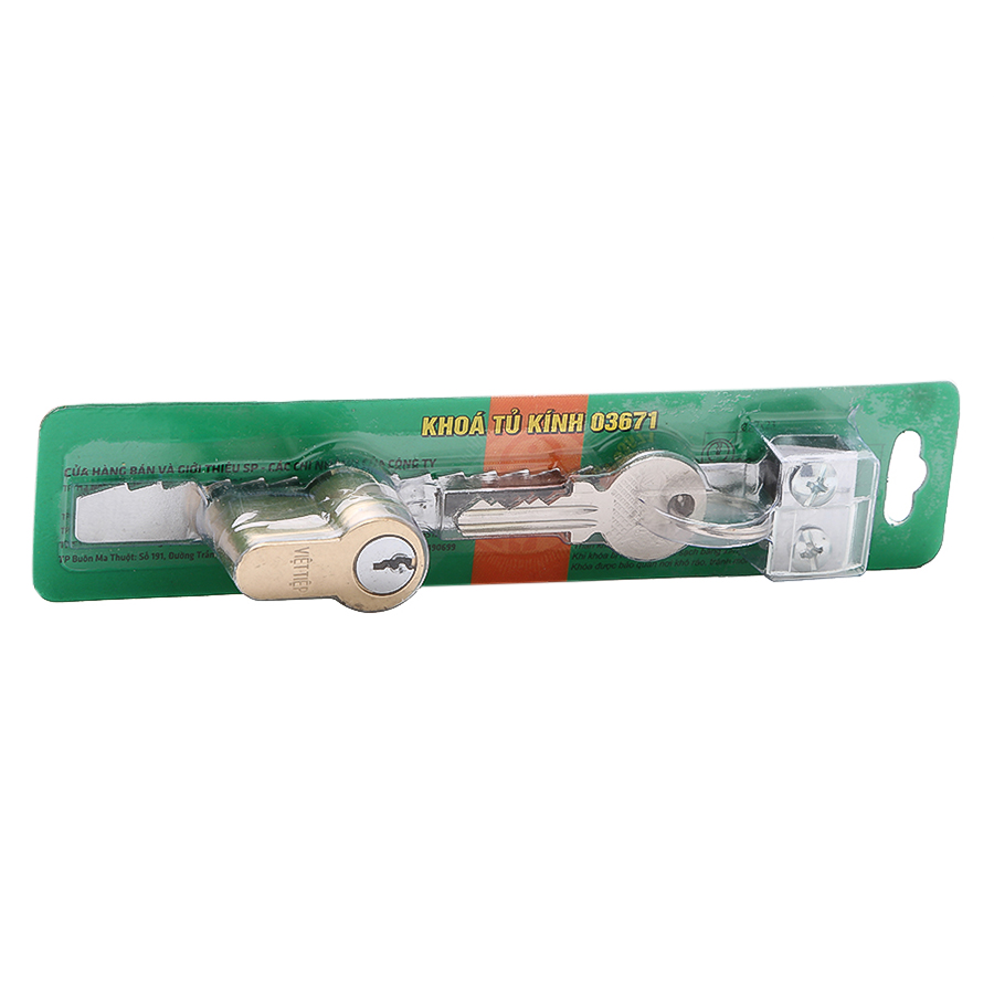 Khóa tủ kính răng cưa 2 cánh lùa Việt Tiệp(chính Hãng)