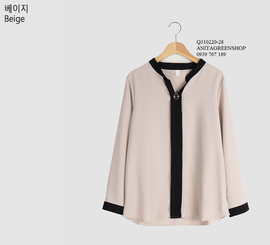 Q310220 ÁO KIỂU NỮ PHỐI MÀU