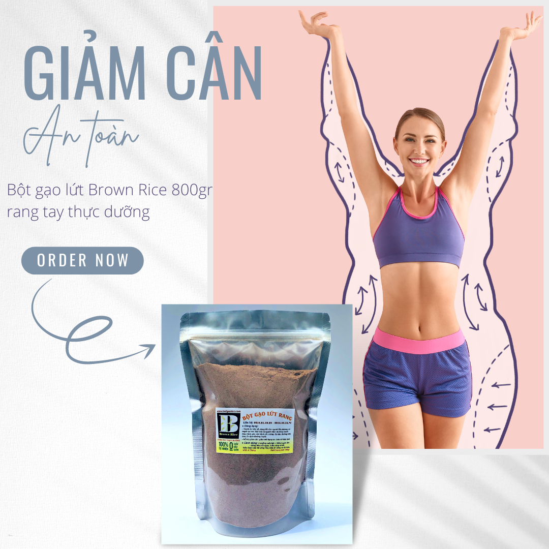 Bột gạo lứt giảm cân Brown Rice (Túi 800gr) Rang tay thực dưỡng