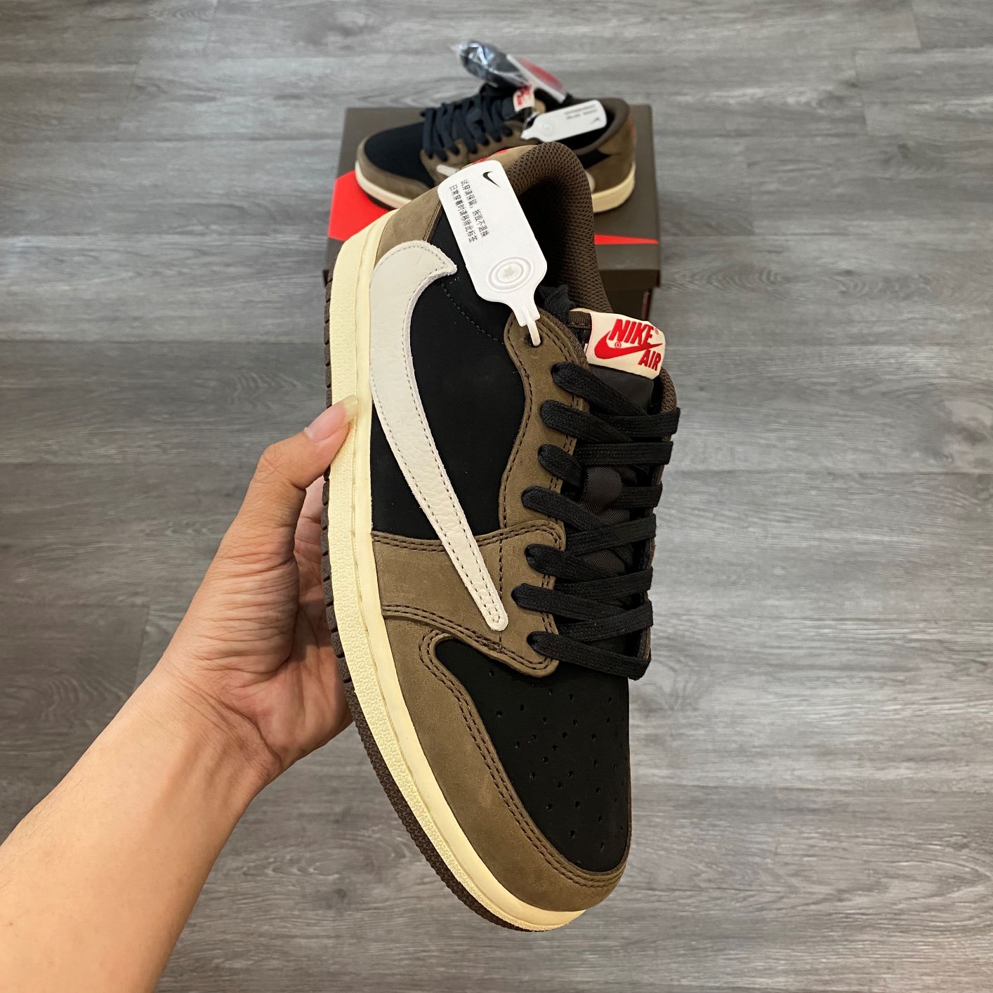 Giày Sneaker Travis scott Air J0rdan 1 low  ( Giày Thể Thao JD1 cổ thấp màu nâu)