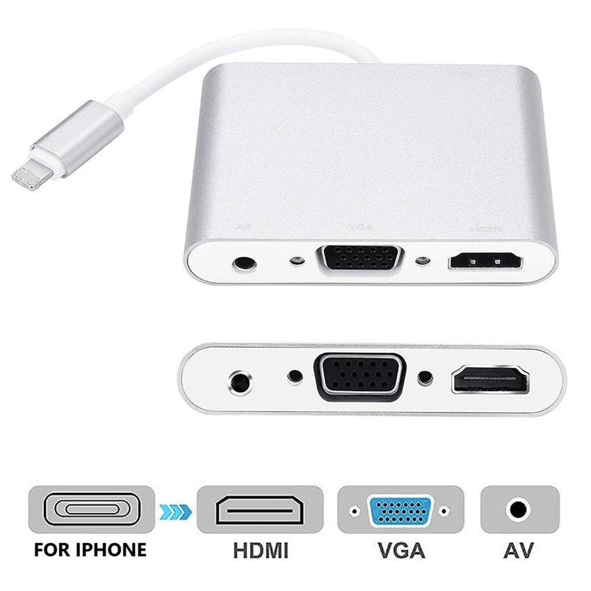 Cáp Chuyển Lightning Ra Hdmi Và Vga Có Cổng Audio chất lượng cao