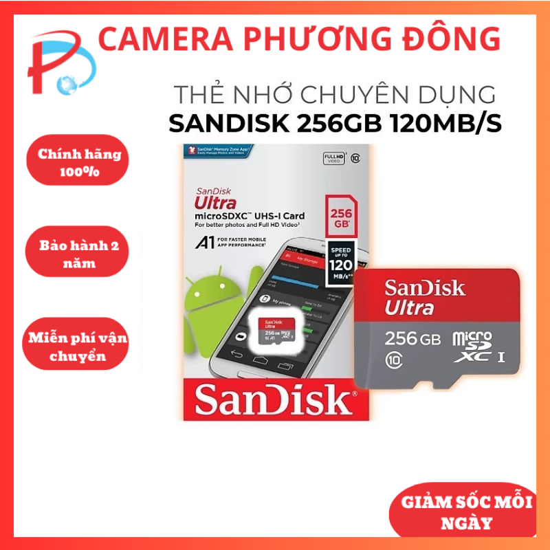 Thẻ nhớ micro sd sandisk ultra 256gb-128g uhs-i - 100mb/s class 10, thẻ nhớ camera, thẻ nhớ điện thoại - hàng chính hãng