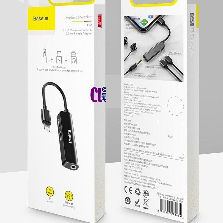 [ CHÍNH HÃNG ] Jack Chuyển Đổi BASEUS Cổng Chia Lightning -100 ĐÁNH GIÁ 5 SAO