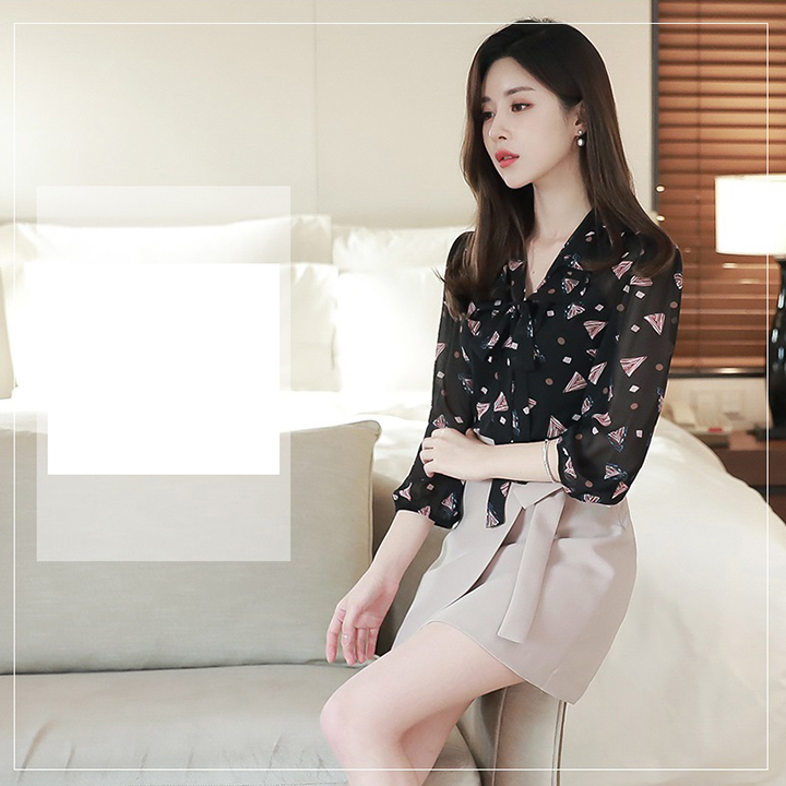 [HCM]Áo Sơ Mi Nữ In Họa Tiết Thời Trang
