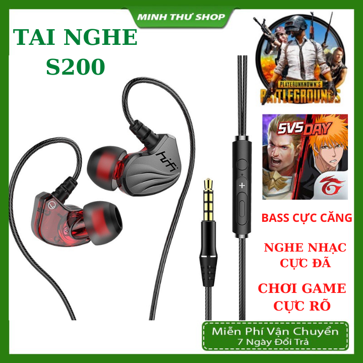 Tai Nghe Nhét Tai HiFi S2000 Pro Super Bass Chống Ồn Cực Tốt,Âm Thanh Vòm 9D Siêu Khủng, Chơi Game Ngon,Tặng Quà Bao Tay