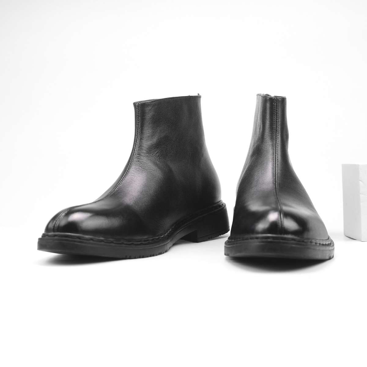 Giày Chelsea Boots zip Black ss da bò