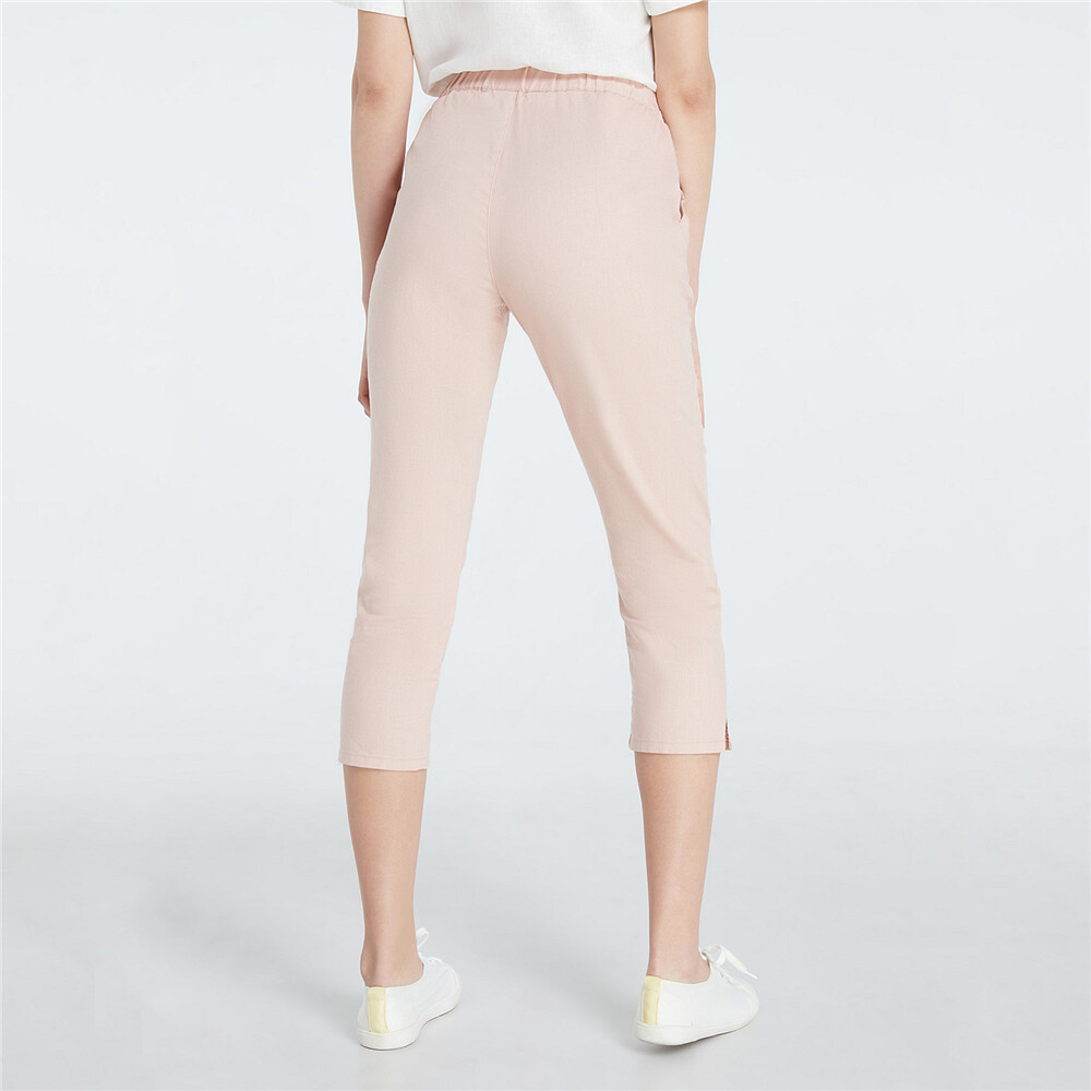 [Special Deal] GIORDANO Quần Lửng Lưng Thun Nữ Linen 05421291