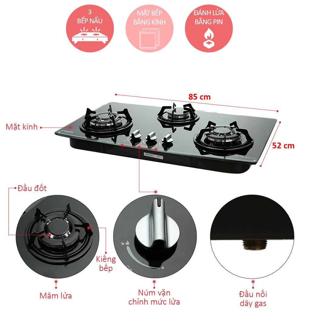Kim sứ đánh lửa bếp gas âm cao cấp Electrolux, Torino