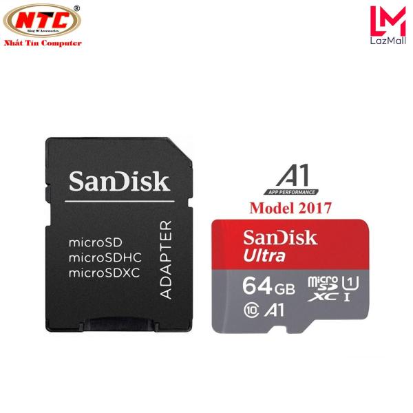 Thẻ nhớ MicroSDXC SanDisk Ultra A1 64GB Class 10 U1 100MB/s kèm adapter - Model 2017 (Xám đỏ) - Nhat Tin Authorised Store