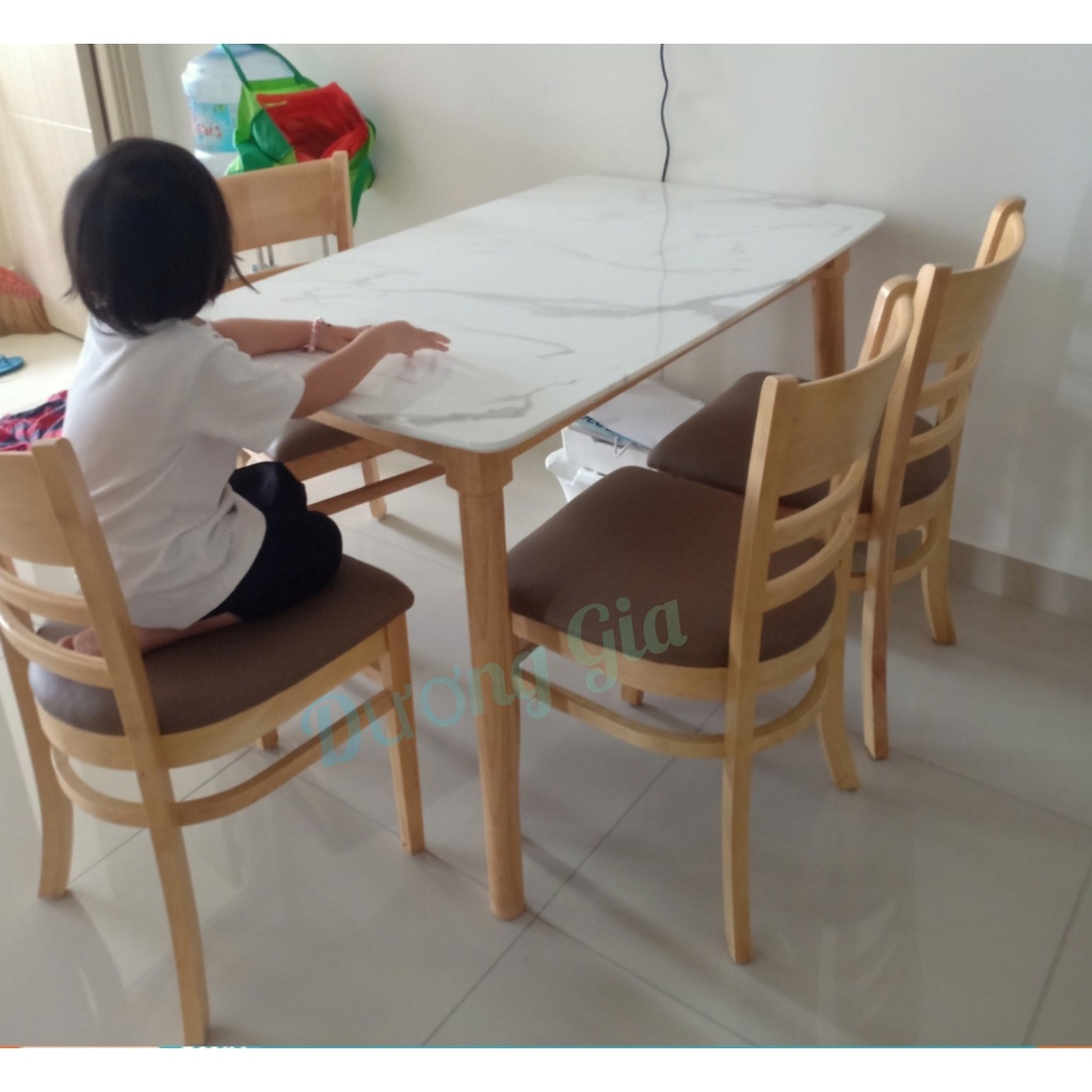 Bộ bàn ăn gia đình, phủ nhựa giả đá sang trọng, hàng loại 1