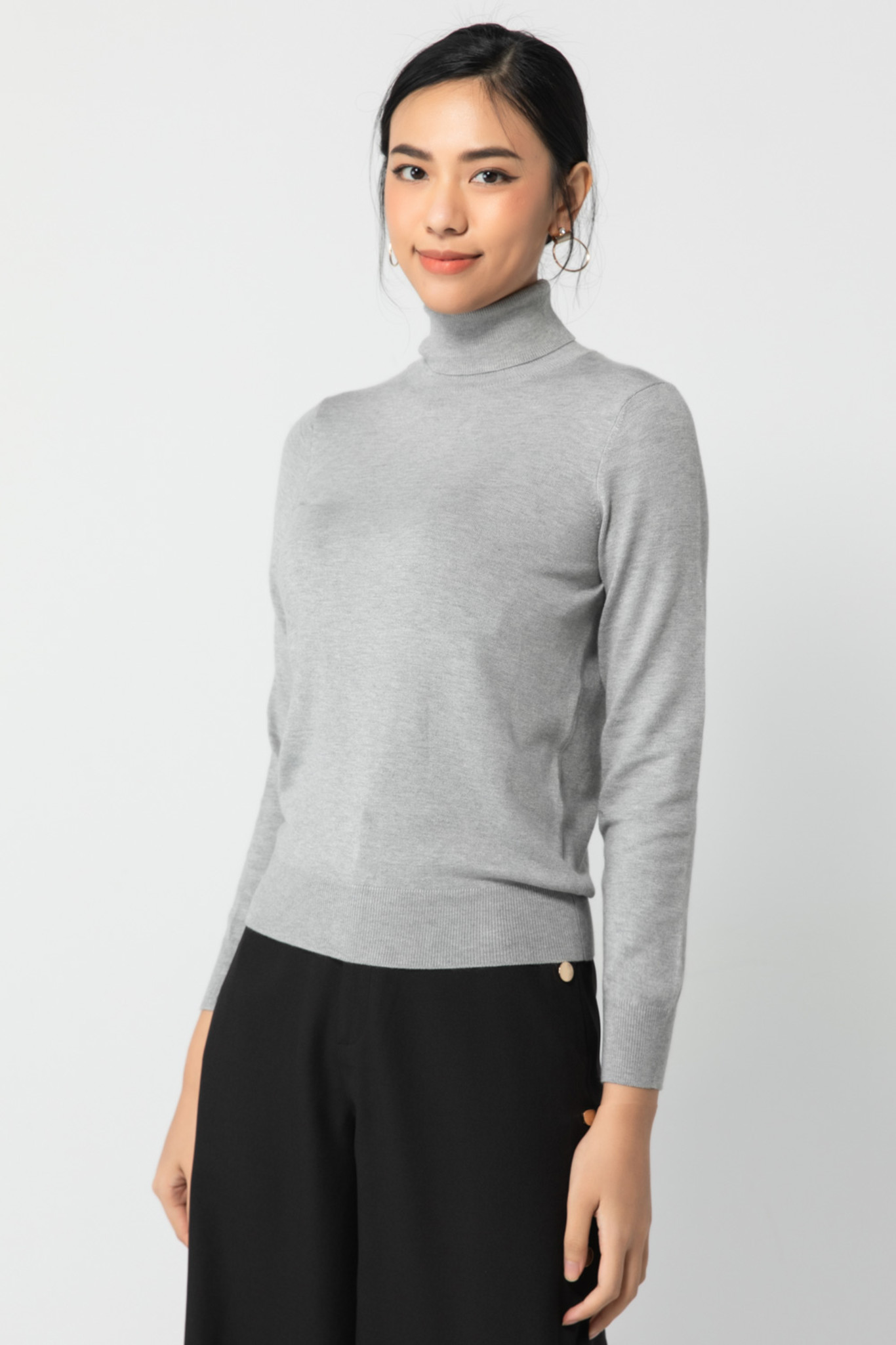 Áo len nữ dài tay cổ lọ dáng basic IVY moda MS 58P0075