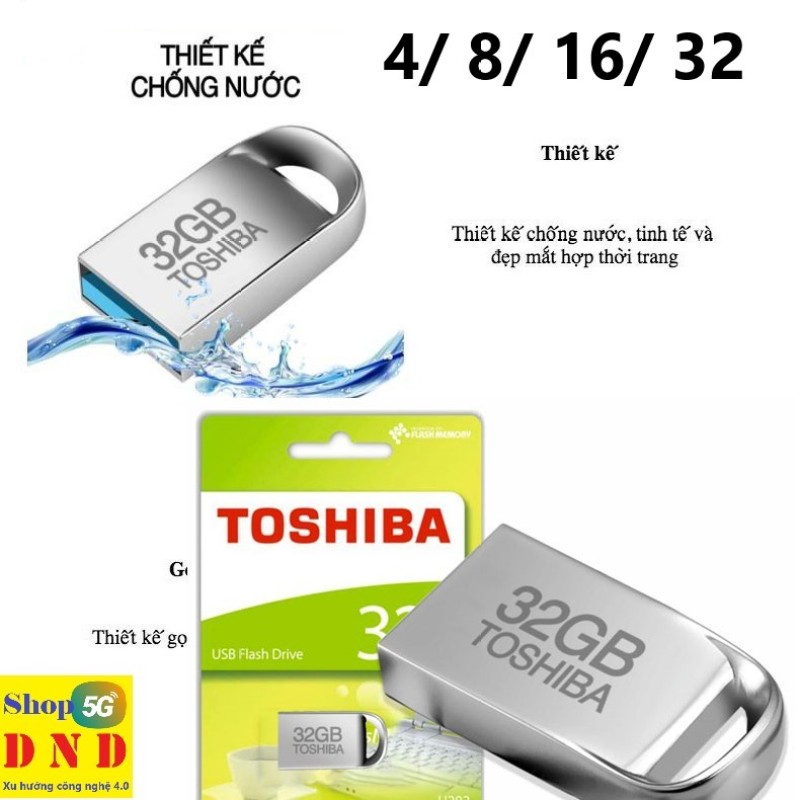 USB Toshiba U202 mini vỏ kim loại 32GB, 16GB, 8GB, 4GB. Sản xuất PHILIPPINES, BH 5 năm
