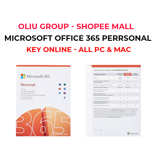 Key- online Microsoft® 365 Personal (01 năm 01 tài khoản 05 thiết bị)
