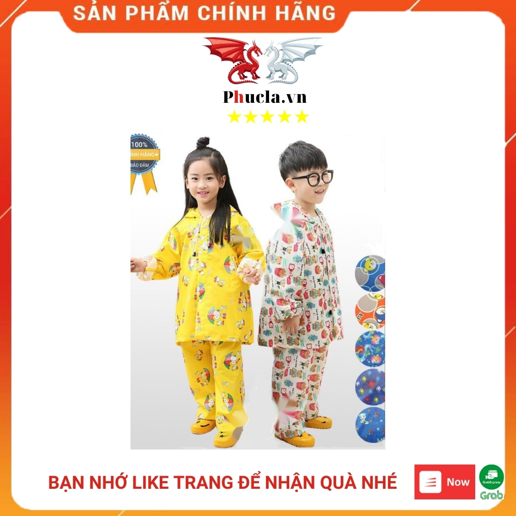 Áo mưa bộ trẻ em vải siêu nhẹ chống thấm cực tốt