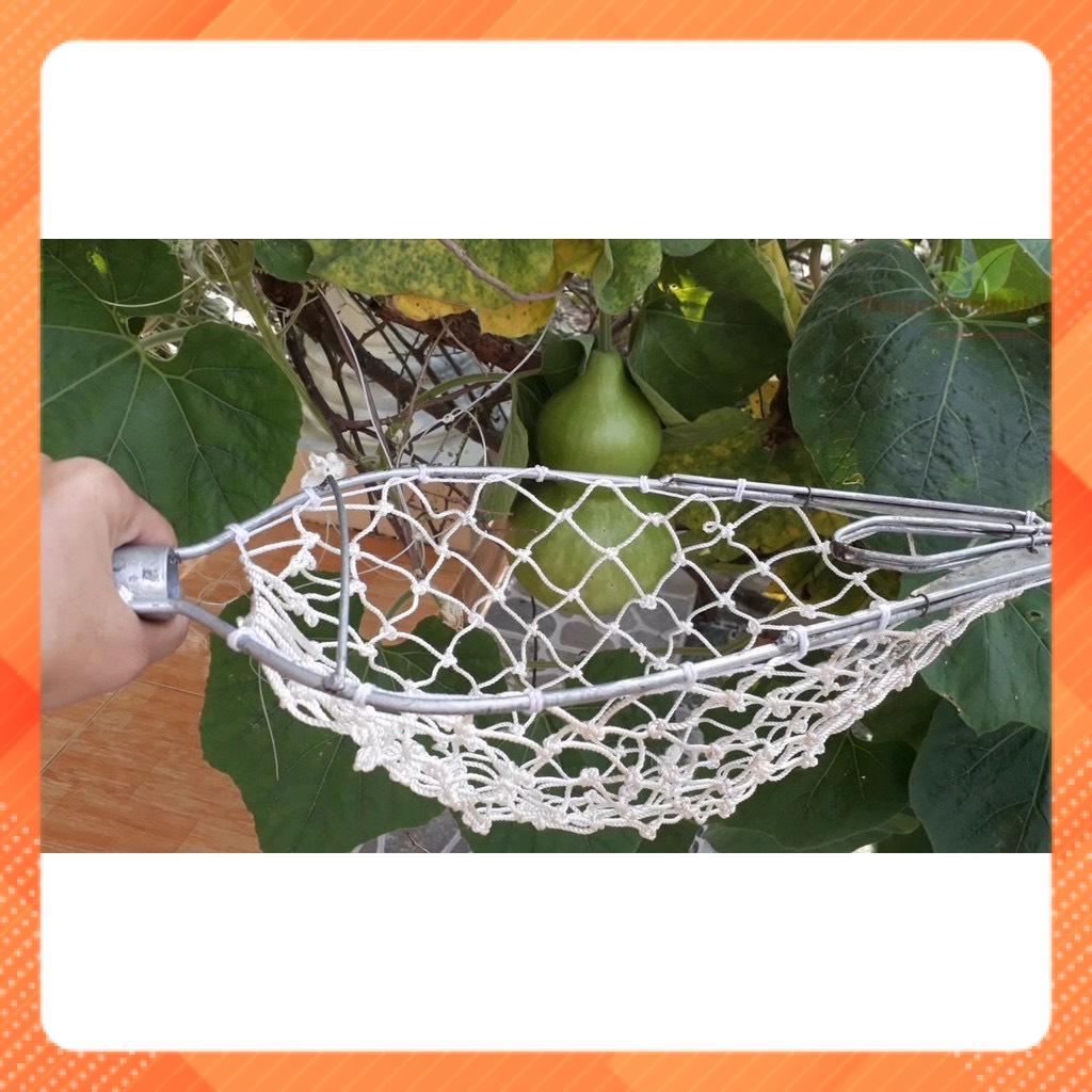 Lồng Hái Trái Cây Inox Cao Cấp | Dụng Cụ Hái Bưởi, Xoài, Mít, Ổi An Toàn | Có Túi Lưới Giữ Trái Chắc Chắn