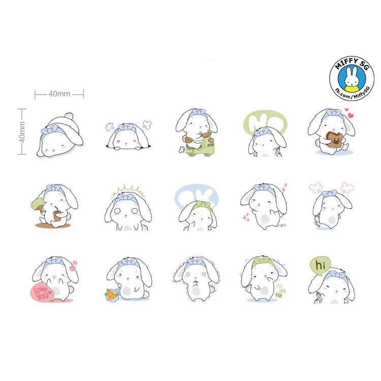 Bộ 45 sticker THỎ ĐIỆU