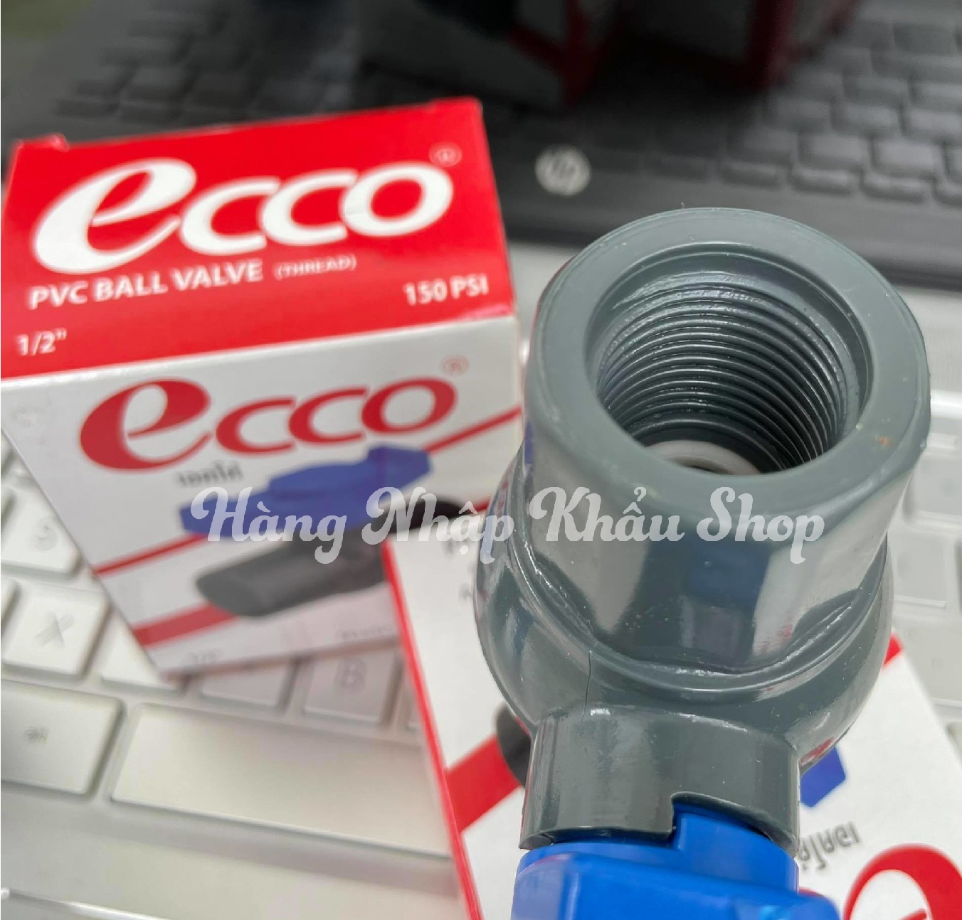 Van khóa nước 2 đầu ren trong phi 21 ECCO nhập khẩu từ Thái Lan
